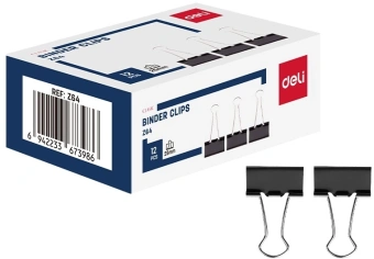 Зажимы Deli EZ64 металл 25мм черный (упак.:12шт) картонная коробка - купить недорого с доставкой в интернет-магазине