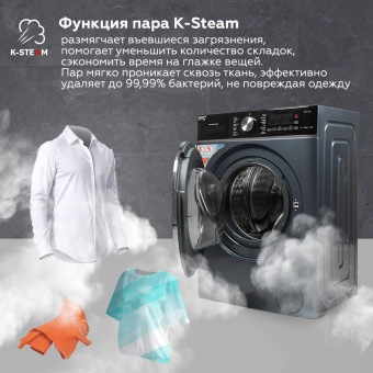 Стиральная машина Kraft TCH-HDD8597SDB класс: B загр.фронтальная макс.:8кг (с сушкой) серый инвертор - купить недорого с доставкой в интернет-магазине