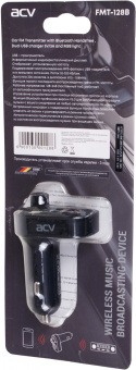 Автомобильный FM-модулятор ACV FMT-128B черный MicroSD BT USB (38762) - купить недорого с доставкой в интернет-магазине