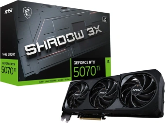 Видеокарта MSI PCI-E 5.0 RTX 5070 TI 16G SHADOW 3X NVIDIA GeForce RTX 5070TI 16Gb 256bit GDDR7 2452/28000 HDMIx1 DPx3 HDCP Ret - купить недорого с доставкой в интернет-магазине