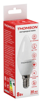 Лампа светодиодная Thomson Candle TH-B2016 8Вт цок.:E14 свеча 220B 4000K св.свеч.бел.нейт. C (упак.:1шт) - купить недорого с доставкой в интернет-магазине