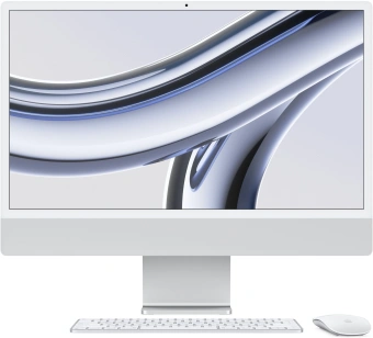 Моноблок Apple iMac A2874 24" 4.5K M3 8 core (4) 16Gb SSD256Gb 8 core GPU macOS WiFi BT 143W клавиатура мышь Cam серебристый 4480x2520 - купить недорого с доставкой в интернет-магазине