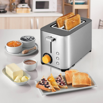 Тостер Kitfort КТ-6201 850Вт нержавеющая сталь/черный - купить недорого с доставкой в интернет-магазине