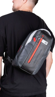 Рюкзак слинг Piquadro Urban CA6801UB00/GRN серый/черный натур.кожа - купить недорого с доставкой в интернет-магазине