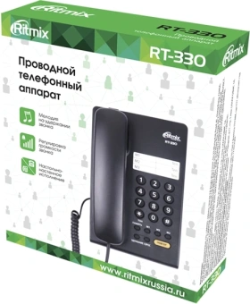 Телефон проводной Ritmix RT-330 черный - купить недорого с доставкой в интернет-магазине