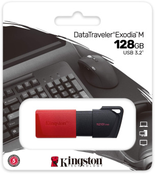 Флеш Диск Kingston 128Gb DataTraveler Exodia M DTXM/128GB USB3.0 черный/черный - купить недорого с доставкой в интернет-магазине