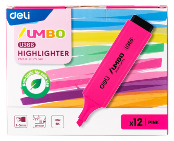 Текстовыделитель Deli EU366-PK Jumbo скошенный пиш. наконечник 1-5мм розовый - купить недорого с доставкой в интернет-магазине