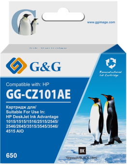 Картридж струйный G&G GG-CZ101AE 650 черный (18мл) для HP DeskJet 1010/10151515/1516 - купить недорого с доставкой в интернет-магазине