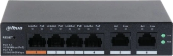 Коммутатор Dahua DH-CS4006-4ET-60 (L2) 4x100Мбит/с 2xКомбо(1000BASE-T/SFP) 30W управляемый - купить недорого с доставкой в интернет-магазине