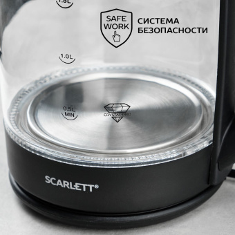 Чайник электрический Scarlett SC-EK27G90 1.7л. 1800Вт черный корпус: стекло - купить недорого с доставкой в интернет-магазине