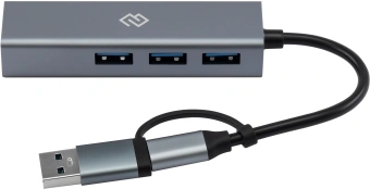 Разветвитель USB-C + USB-A Digma DHUB-LAN-4port 4порт. серебристый - купить недорого с доставкой в интернет-магазине