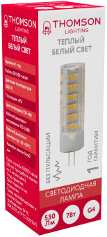 Лампа светодиодная Thomson TH-B4232 7Вт цок.:G4 капсул. 220B 3000K св.свеч.бел.теп. (упак.:1шт) - купить недорого с доставкой в интернет-магазине