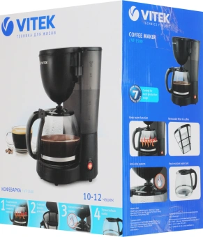 Кофеварка капельная Vitek VT-1500 600Вт черный - купить недорого с доставкой в интернет-магазине