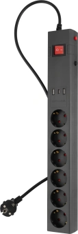 Сетевой фильтр Buro 600SE-1.8-USB-B 1.8м (6 розеток) черный (коробка) - купить недорого с доставкой в интернет-магазине