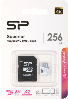 Флеш карта microSDXC 256GB Silicon Power SP256GBSTXDA2V20SP Superior + adapter - купить недорого с доставкой в интернет-магазине