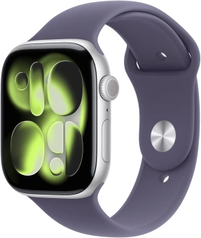 Смарт-часы Apple Watch Series 11 A3331 42мм OLED корп.серебристый Sport Band рем.фиолетовый разм.брасл.:M/L (MEU74AF/A) - купить недорого с доставкой в интернет-магазине