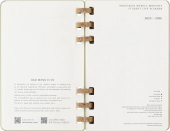 Еженедельник Moleskine ACADEMIC SPIRAL DHSPK5212AMWH3 Large 150х210мм 200стр. кремовые страницы спираль киви - купить недорого с доставкой в интернет-магазине