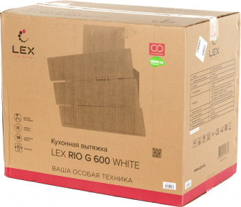 Вытяжка каминная Lex Rio G 600 белый управление: кнопочное (1 мотор) - купить недорого с доставкой в интернет-магазине