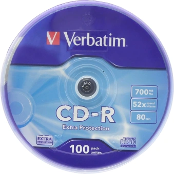 Диск CD-R Verbatim 700Mb 52x Cake Box (100шт) (43411) - купить недорого с доставкой в интернет-магазине
