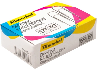 Скрепки Silwerhof 491037 металл оцинкованные 50мм (упак.:100шт) картонная коробка - купить недорого с доставкой в интернет-магазине