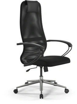 Кресло Метта SU-B-8 черный сиденье черный сетка/ткань с подголов. крестов. металл хром - купить недорого с доставкой в интернет-магазине