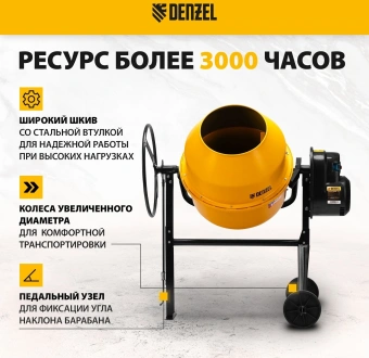 Бетономешалка Denzel B-200 электрич. бар.:200л г.р.:110л 1000Вт (95424) - купить недорого с доставкой в интернет-магазине