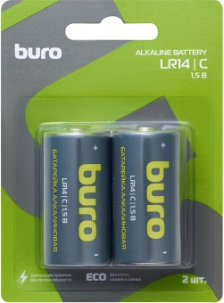 Батарея Buro Alkaline LR14 C 7500mAh (2шт) блистер - купить недорого с доставкой в интернет-магазине