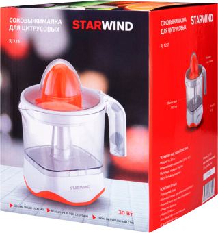 Соковыжималка цитрусовая Starwind SJ 1231 30Вт рез.сок.:1000мл. оранжевый/прозрачный - купить недорого с доставкой в интернет-магазине
