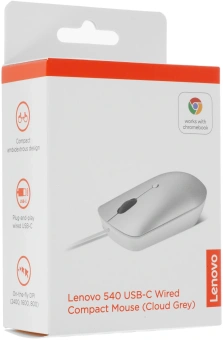 Мышь Lenovo 540 светло-серый оптическая 2400dpi USB2.0 (GY51D20877) - купить недорого с доставкой в интернет-магазине