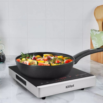 Плита Инфракрасная Kitfort КТ-146 черный/серебристый стеклокерамика (настольная) - купить недорого с доставкой в интернет-магазине