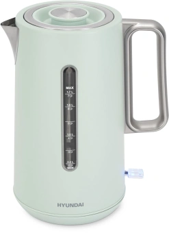 Чайник электрический Hyundai HYK-S9999 1.7л. 2200Вт светло-зеленый/серебристый корпус: металл - купить недорого с доставкой в интернет-магазине