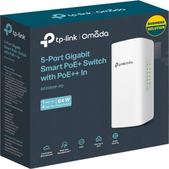 Коммутатор TP-Link SG2005P-PD (L2+) 5x1Гбит/с 4PoE+ 1PoE++ 64W управляемый - купить недорого с доставкой в интернет-магазине
