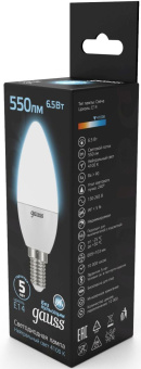Лампа светодиодная Gauss Black 6.5Вт цок.:E14 свеча 220B 4100K св.свеч.бел.ней. C37 (упак.:10шт) (103101207) - купить недорого с доставкой в интернет-магазине