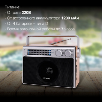 Радиоприемник настольный Hyundai H-SRS105 коричневый USB SD/microSD - купить недорого с доставкой в интернет-магазине