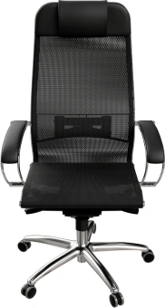 Кресло Метта Samurai S-1 черный сиденье черный сетка с подголов. крестов. металл хром - купить недорого с доставкой в интернет-магазине