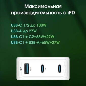 Сетевое зар./устр. Digma Pro DPW10C 100W 5A (PD+QC) 2хUSB-C/USB-A универсальное белый (DPW1С0G012WH) - купить недорого с доставкой в интернет-магазине