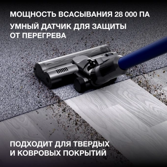 Пылесос ручной Hyundai HYV-S7970 500Вт серый/синий - купить недорого с доставкой в интернет-магазине