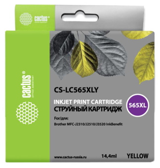 Картридж струйный Cactus CS-LC565XLY желтый (14.4мл) для Brother MFC-J2510 - купить недорого с доставкой в интернет-магазине