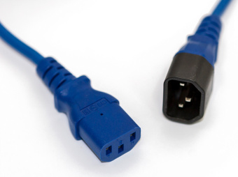 Шнур питания Hyperline PWC-IEC13-IEC14-0.5-BL C13-С14 проводник.:3x0.75мм2 0.5м 250В 10А (упак.:1шт) синий - купить недорого с доставкой в интернет-магазине
