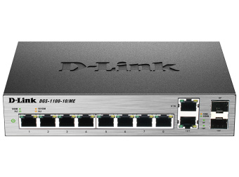 Коммутатор D-Link DGS-1100-10/ME/A2A 8x1Гбит/с 2xКомбо(1000BASE-T/SFP) управляемый - купить недорого с доставкой в интернет-магазине