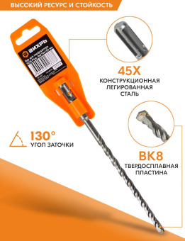 Набор буров Вихрь 73/10/7/5 по бетону Д=8мм Дл=210мм (2пред.) для перфораторов - купить недорого с доставкой в интернет-магазине