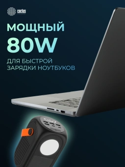 Мобильный аккумулятор Cactus CS-PBFSUD-60000 60000mAh 80W 4.5A черный - купить недорого с доставкой в интернет-магазине
