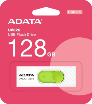 Флеш Диск A-Data 128GB UV320 AUV320-128G-RWHGN USB3.2 белый/зеленый - купить недорого с доставкой в интернет-магазине