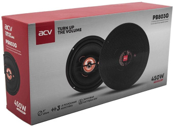 Колонки автомобильные ACV PB-803G 450Вт 90дБ 4Ом 20см (8дюйм) (ком.:2кол.) коаксиальные трехполосные - купить недорого с доставкой в интернет-магазине