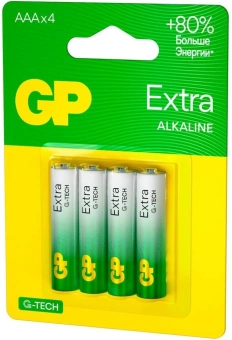 Батарея GP Extra Alkaline 24AXA21-2CRSBC4 AAA (4шт) блистер - купить недорого с доставкой в интернет-магазине