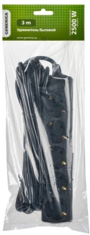 Сетевой удлинитель IEK У05 3м (5 розеток) черный (пакет ПЭ) - купить недорого с доставкой в интернет-магазине