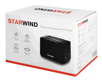 Тостер Starwind ST2103 700Вт черный/черный - купить недорого с доставкой в интернет-магазине