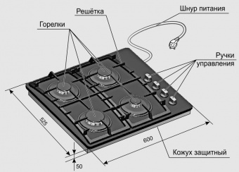 Газовая варочная поверхность Gefest СГ СВН 2230 К3 черный - купить недорого с доставкой в интернет-магазине