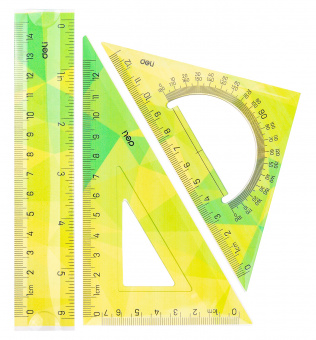 Набор линеек Deli EH649 пластик дл.15см ассорти компл.:лин.15см./треуг.2шт пластиковый пакет с европодв. - купить недорого с доставкой в интернет-магазине