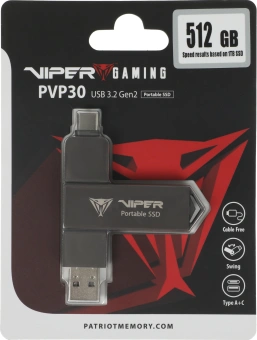 Накопитель SSD Patriot USB3.2 Gen2 512GB PVP30512G28UDG PVP30 Viper черный - купить недорого с доставкой в интернет-магазине